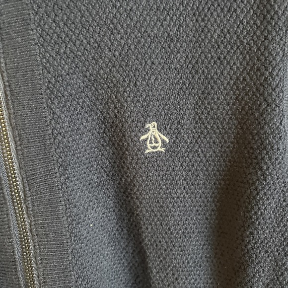 Penguin by Musingwear Full Zip Heavyweight Knit Hoodie Blue Size Large Vintage - Picture 3 of 5